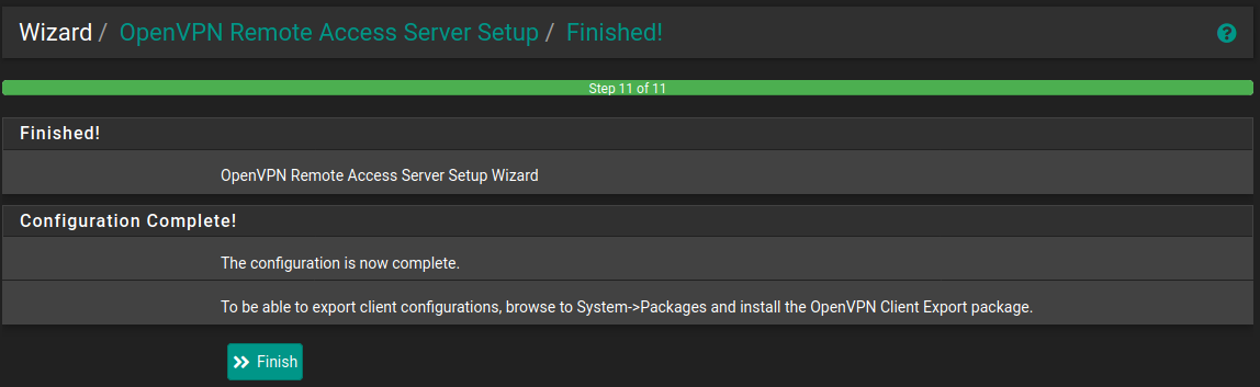 pfSense OpenVPN Wizard - Finished!