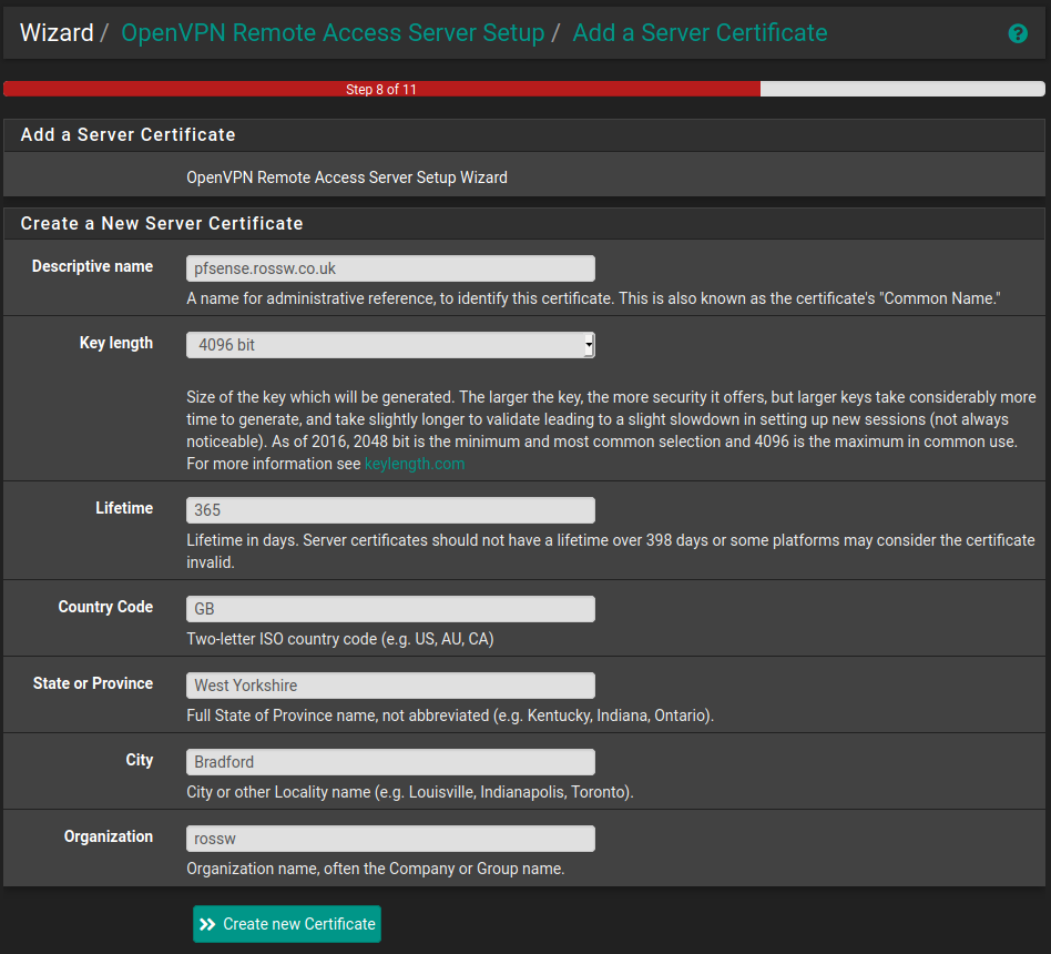 pfSense OpenVPN Wizard Step 3