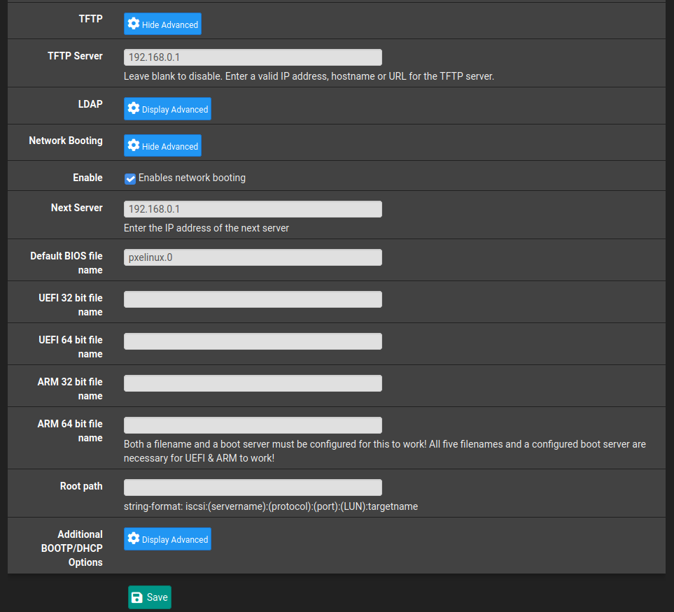 pfSense dhcp settings